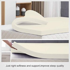 Mayton Soft 2-inch Foam Mattress Topper with Optimum Body Support | Comfortable and Breathable Bed Toppers for Mattress with Orthopedic Benefits, Helps Relieve Luber and Back Pain, Twin, White