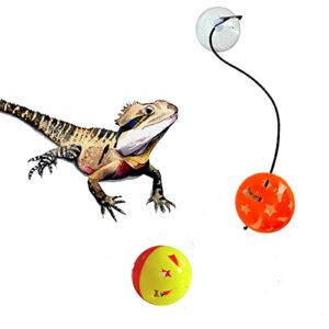 6 Pack Bearded Dragon Toy Bell Balls, Reptile Lizard Toy Balls with Suction Cups and Ropes for Bearded Dragon, Lizard, Gecko and Other Small Pet Animals