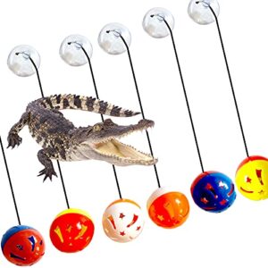 6 Pack Bearded Dragon Toy Bell Balls, Reptile Lizard Toy Balls with Suction Cups and Ropes for Bearded Dragon, Lizard, Gecko and Other Small Pet Animals