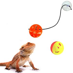 6 Pack Bearded Dragon Toy Bell Balls, Reptile Lizard Toy Balls with Suction Cups and Ropes for Bearded Dragon, Lizard, Gecko and Other Small Pet Animals