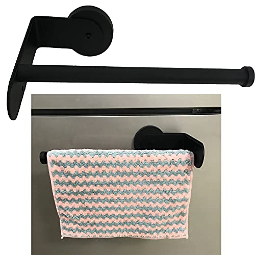 Magnetic Towel Bar Towel Holder Towel Rack Towel Rod Hand Towel Ring Towel Hook Hanger for Refrigerator, Kitchen Stove, Oven, Dishwasher, Laundry Washing Machine Or Steel Metal Surface,Black