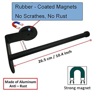 Magnetic Towel Bar Towel Holder Towel Rack Towel Rod Hand Towel Ring Towel Hook Hanger for Refrigerator, Kitchen Stove, Oven, Dishwasher, Laundry Washing Machine Or Steel Metal Surface,Black