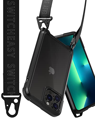 SWITCHEASY Rugged iPhone 13 Pro Max Case with Strap - Odyssey, 6.7" Aircraft-Grade Aluminum Alloy Crossbody Case with Lanyard, US Military-Grade Protection, Adjustable Fashion Neck Strap (Trendy)