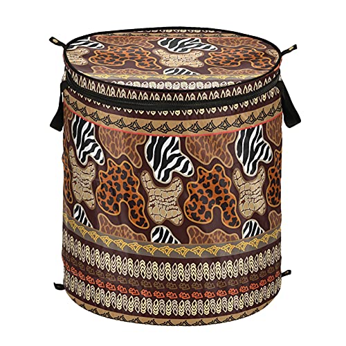 ALAZA 50 L Folding Pop-Up Clothes Hampers, Animal Prints Tiger Stripes Leopard Spots Reptile Skin Snake Wavy Laundry Basket for Room, College Dorm or Travel