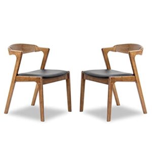 allora mid century faux leather leather dining chair in black (set of 2)