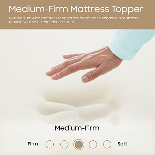 Zayton 1-inch Foam Mattress Topper | Premium Supporting Bed Pads with Luxurious Softness, Breathable and Comfortable Bed Toppers for Back Pain, Orthopedic Support for Better Sleep, Twin, White