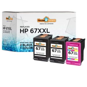 houseoftoners remanufactured ink cartridge replacement for hp 67xxl hp 67xl ink cartridge 3ym57an 3ym58an for deskjet 2755 1255,envy pro 6055 6400 6455,deskjet plus 4100 4155 4158 (2-black, 1-color)