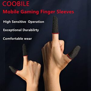 COOBILE Phone Gaming Finger Sleeves （6 Pack） Silver Fiber More Sensitive Anti-Sweat Breathable ，for League of Legend, Rules of Survival,PUBG (Black)