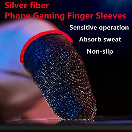 COOBILE Phone Gaming Finger Sleeves （6 Pack） Silver Fiber More Sensitive Anti-Sweat Breathable ，for League of Legend, Rules of Survival,PUBG (Black)