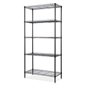 SUNNYSONG 5 Tier Metal Storage Shelves, Kitchen Storage Shelf,Metal Storage Shelves Unit Perfect for Laundry Bathroom Closet Shelves Microwave Stand (Black, (23.62 x 11.81 x 59.05))