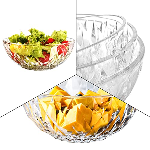 ZOOFOX Set of 4 Salad Bowls, Acrylic Mixing and Serving Bowls for Fruit, Salad, Popcorn, Chips, Dips, Condiments, Party Snack and More