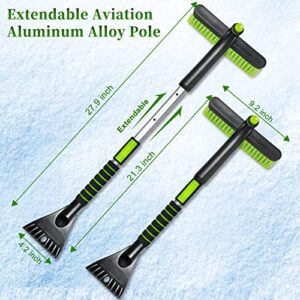 SEAAES Ice Scraper with Snow Brush for Car Windshield, Upgraded Extendable Snow Brush with Foam Grip for Truck SUV Vehicle Windows