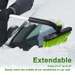 SEAAES Ice Scraper with Snow Brush for Car Windshield, Upgraded Extendable Snow Brush with Foam Grip for Truck SUV Vehicle Windows