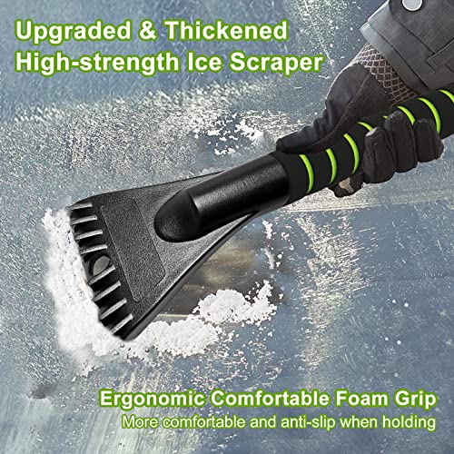 SEAAES Ice Scraper with Snow Brush for Car Windshield, Upgraded Extendable Snow Brush with Foam Grip for Truck SUV Vehicle Windows