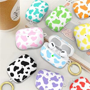 NIUTRENDZ Cute Cow Print Case for Airpods Pro Case Cover TPU Hard Case Protective Skin with Keychain Compatible with Apple AirPods Pro (Pink)