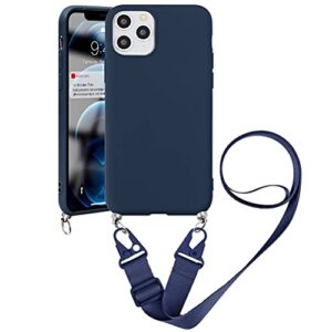 yoedge crossbody case for apple iphone xr [ 6.1" ] with adjustable neck cord lanyard strap - soft silicone shockproof protective cover with lovely design pattern - dark blue