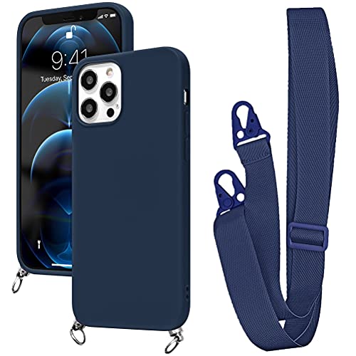 Yoedge Crossbody Case for Apple iPhone XR [ 6.1" ] with Adjustable Neck Cord Lanyard Strap - Soft Silicone Shockproof Protective Cover with Lovely Design Pattern - Dark Blue