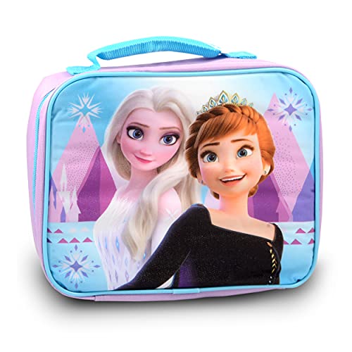 Walt Disney Studio Disney Frozen Lunch Bag Bundle For Girls, Kids ~ Frozen Lunch Box Set Featuring Anna And Elsa With Water Bottle, Frozen Bookmark, Stickers, And More (Frozen School Supplies)