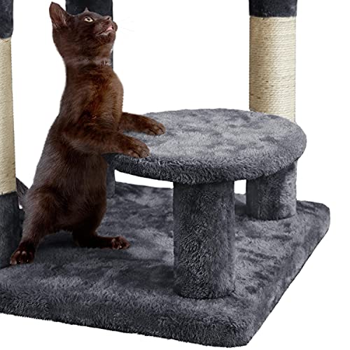 Yaheetech 46in Cat Tree for Indoor Cats, Cat Tower with Spacious Condos, Scratching Posts & Large Top Plush Perch, Cat Stand House Activity Tower for Cats Kittens