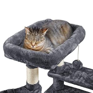 Yaheetech 46in Cat Tree for Indoor Cats, Cat Tower with Spacious Condos, Scratching Posts & Large Top Plush Perch, Cat Stand House Activity Tower for Cats Kittens