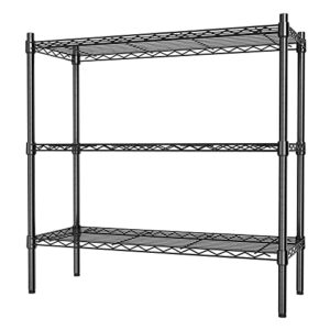 szqinji 3-shelf storage wire shelves heavy duty 3 tiers standing shelving units adjustable metal organizer wire rack, black