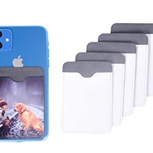 10 Pieces Sublimation Mobile Phone Wallet Card Holder Fluorescent Blank PU Leather DIY Craft (Gray)