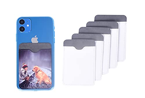 10 Pieces Sublimation Mobile Phone Wallet Card Holder Fluorescent Blank PU Leather DIY Craft (Gray)