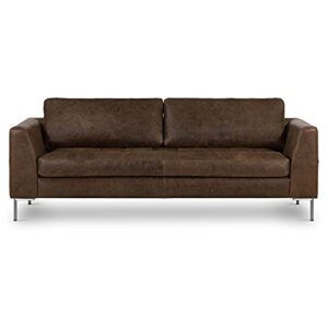 poly & bark calle 90" sofa, brown stone/brushed silver