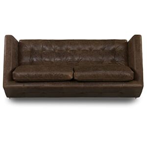 POLY & BARK Calle 90" Sofa, Brown Stone/Brushed Silver