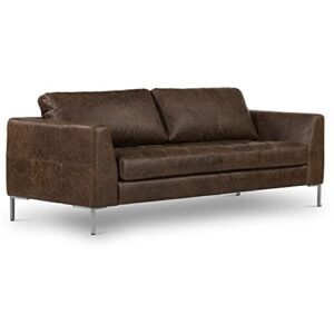 POLY & BARK Calle 90" Sofa, Brown Stone/Brushed Silver