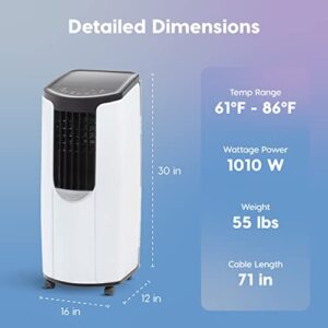 IRIS USA 3-in-1 WOOZOO Portable Air Conditioner and Dehumidifier with Remote Control, Quiet, 10,000 BTU, 450 Sq ft, White