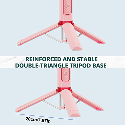 COLORLIZARD CellphoneTripod with Remote, Aluminum Alloy Selfie Stick Tripod, Best Foldable Mini Extendable Tripod Stand 270° Rotation Compatible with iPhone/Android Travel Essentials (Pink)