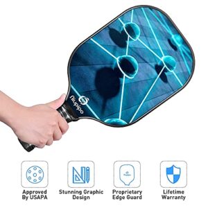 niupipo Pickleball Paddle, Composite Pickleball Racket Polypropylene Honeycomb Core Fiberglass Face Ultra Cushion 4.8In Grip 7.62oz with Pickleball Paddles Cover, USAPA Pickleball Paddle, Blue Paddle