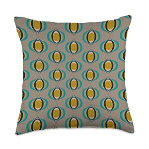 modern abstract geometric design mid century mod atomic space age pattern in earthy brown throw pillow, 18x18, multicolor