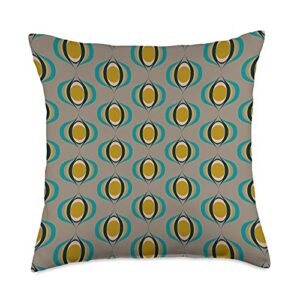 Modern Abstract Geometric Design Mid Century Mod Atomic Space Age Pattern in Earthy Brown Throw Pillow, 18x18, Multicolor