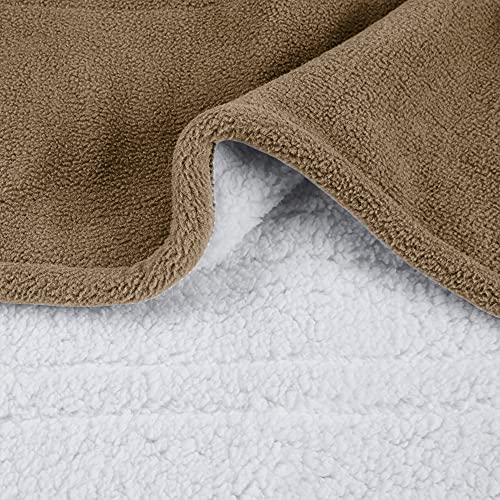 Serta Reversible Fleece to Sherpa Electric Blanket Fast Heating Soft Cover, Safety Auto Shut Off Timer, Low EMF, Multi Heat Setting, ETL Certified, Machine Washable, Stone Brown Throw (50 in x 60 in)