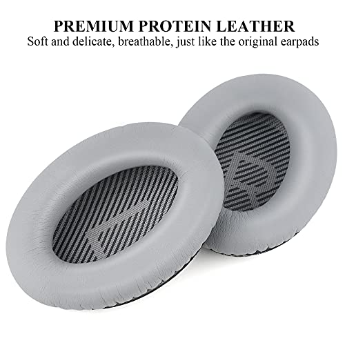 Replacement Ear Pads for Bose Quiet Comfort 35, Ear Pads Cushions Compatible with Bose QC 35/35 II Headphones Made of Premium Protein Leather Memory Foam (Light Grey)