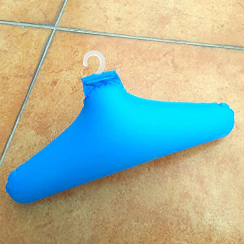 prettDliJUN 5Pcs Inflatable Clothing Hanger for Travel, Outdoor Clothes Hanger Rack Non-Slip Portable Coat Holder, Blue