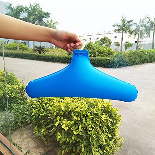 prettDliJUN 5Pcs Inflatable Clothing Hanger for Travel, Outdoor Clothes Hanger Rack Non-Slip Portable Coat Holder, Blue