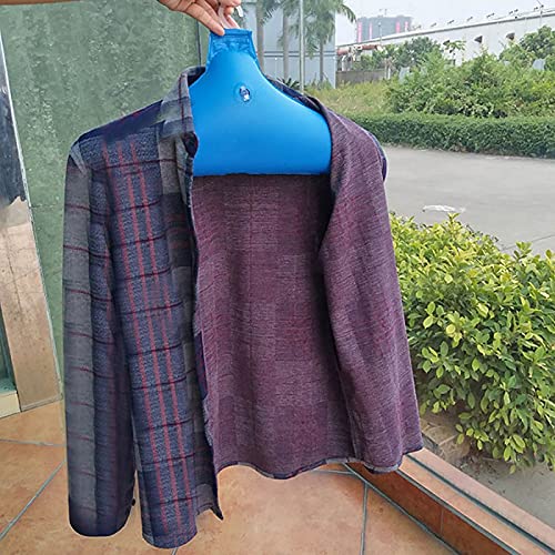 prettDliJUN 5Pcs Inflatable Clothing Hanger for Travel, Outdoor Clothes Hanger Rack Non-Slip Portable Coat Holder, Blue