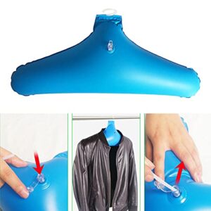 prettDliJUN 5Pcs Inflatable Clothing Hanger for Travel, Outdoor Clothes Hanger Rack Non-Slip Portable Coat Holder, Blue