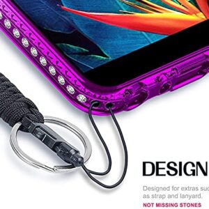 NGB Compatible with iPhone 12 Mini Case with Tempered Glass Screen Protector, Ring Holder/Wrist Strap, Girls Women Liquid Bling Sparkle Floating Glitter Cute Phone Case (Aqua/Purple)