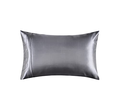 Alexandra's Secret Home Collection Satin Pillowcase for Hair and Skin, Pack of 2 - Feels Like Real Silk Pillow Cover - Satin Pillow Cases Set of 2 with Zipper Closure (Charcoal, Standard)
