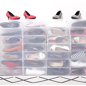 Lawei 10 Pack Clear Women's Shoe Box - Foldable Shoe Storage Boxes Plastic Shoe Organizer Bin for Men, Women and Kids