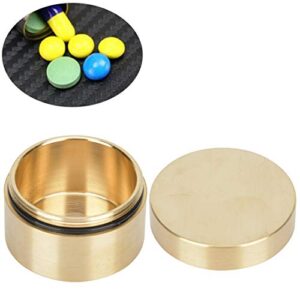 Alvinlite Jewelry Box, Round Jewelry Organizer Brass Storage Container Metal Pill Container Storage Box with Lid for Ring Necklace Earrings Gold(M)