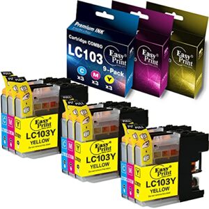 easyprint compatible lc103xl lc-103xl ink cartridges 103xl used for mfc-j4410dw j4510dw j4610dw j4710dw j6520dw j6720dw j875dw j245 j450dw, ( 3x cyan, 3x magenta, 3x yellow, total 9-pack)