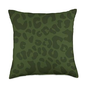 olive military green print leopard cheetah animal olive military green cheetah leopard print animal skin throw pillow, 18x18, multicolor