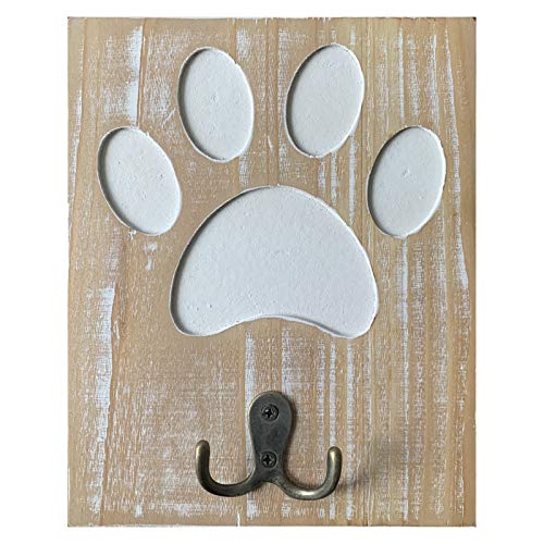 dwellington Wood Dog Leash Holder Farmhouse Wall Mounted Leash Hooks Dog Paw Leash Hanger Key Hook