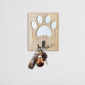 dwellington Wood Dog Leash Holder Farmhouse Wall Mounted Leash Hooks Dog Paw Leash Hanger Key Hook