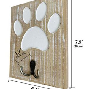 dwellington Wood Dog Leash Holder Farmhouse Wall Mounted Leash Hooks Dog Paw Leash Hanger Key Hook